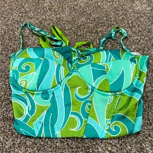 SHEIN: Green and Blue Patterned Bustier Top: size small
